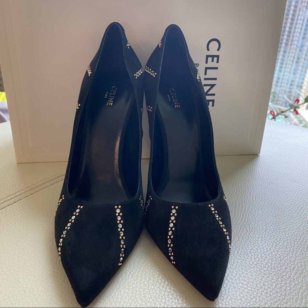 NWT 100% Authentic Celine Sharp Suede Pumps - Picture 7 of 14